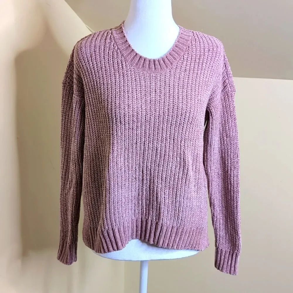 Zara Women's Small Pink Chunky Knit Crew Neck Sweater, New Without Tags